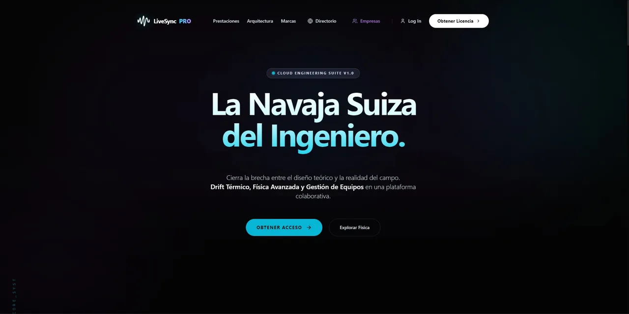 Portada de LiveSync Pro, suite de ingeniería en la nube construida por Juancito Ads